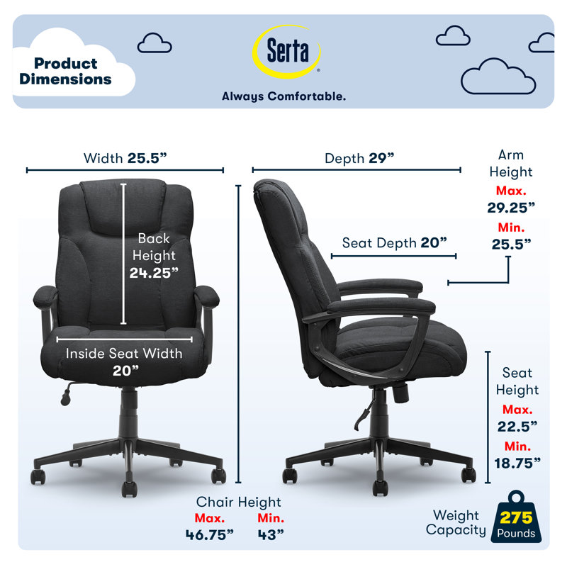 Midnight Black High Back Fabric Executive Office Chair