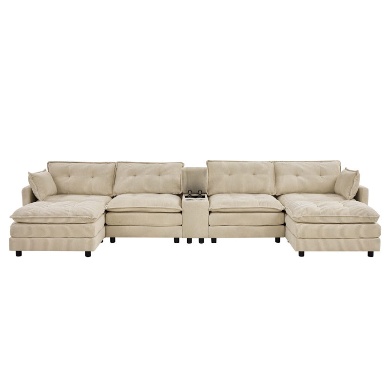 Canapé modulaire en forme de U de 154 po avec repose-pieds Cloud, Beige