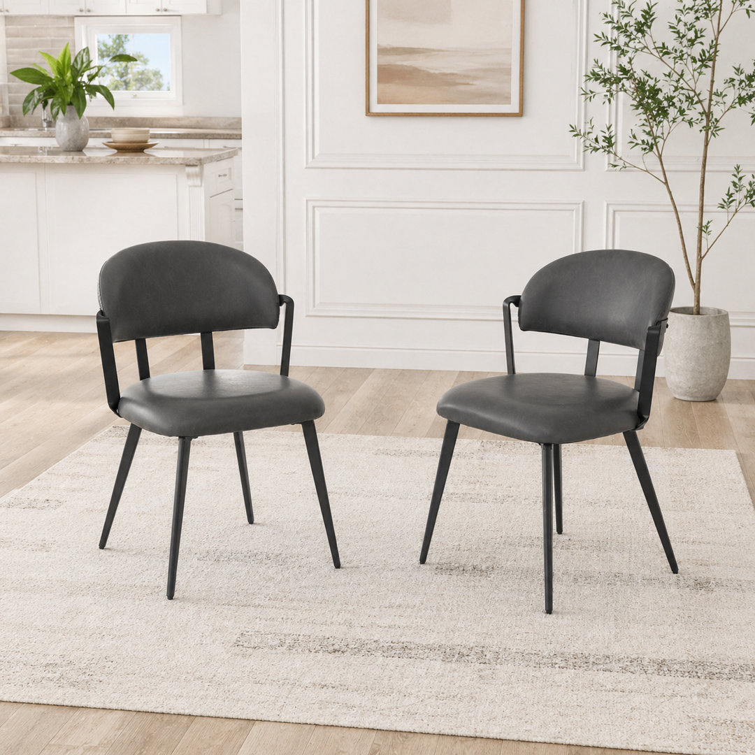 Windsor Space-Saving Dining Chair With Twisted Metal Detail, PU Upholstered