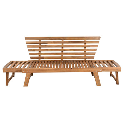 Outdoor Adjustable Patio Wooden Daybed Sofa Chaise Lounge With Cushions, Perfect For Small Spaces And Relaxation.