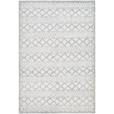 Anganette géométrique tissé à plat recyclé P.E.T. Tapis intérieur / extérieur gris clair