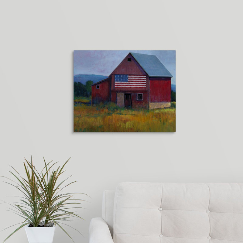 « patriotique », peinture sur toile, Toile tendue, H 16 po x l 20 po x p 1,25 po