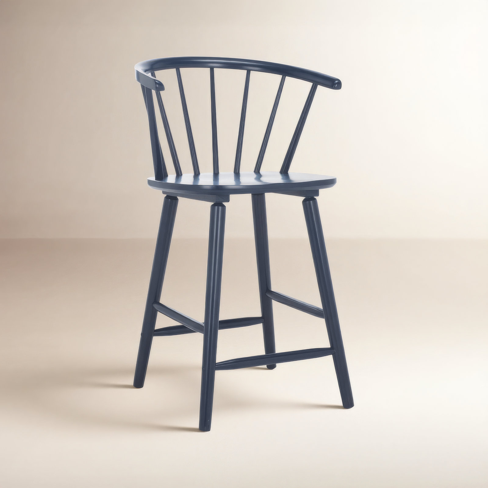 Sheffield Solid Wood Bar & Counter Stool, Counter Stool (23" Seat Height), Navy
