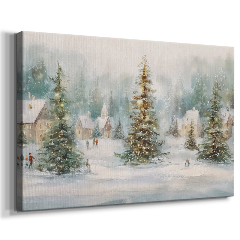 Toile tendue avec motif de chutes de neige blanches, H 18 po x l 27 po