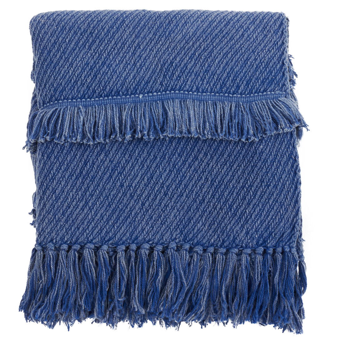 Sevan Textured Fringe Cotton Throw Saro 