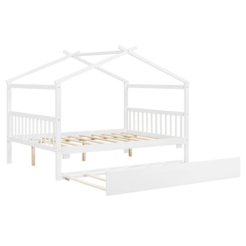 Lit en bois avec couchette, Blanc