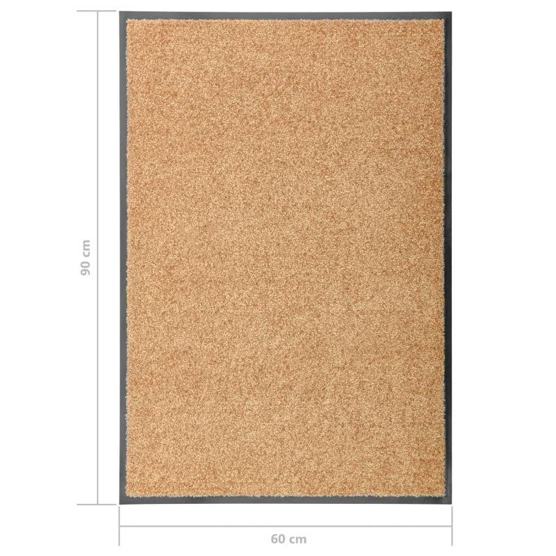 Deirore Non-Slip Solid Color Doormat, Cream, 0.9cm H x 90cm W x 60cm L