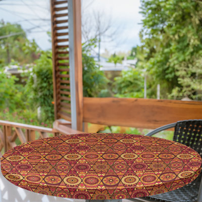 East Urban Home Mandala Fitted Round Tablecloth Multicolor Multicolor
