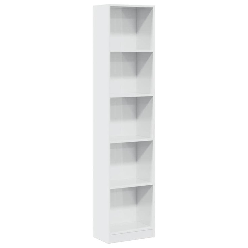 Rian Standard Bookcase, White, (5 Shelves) 189cm H x 80cm W x 30cm D