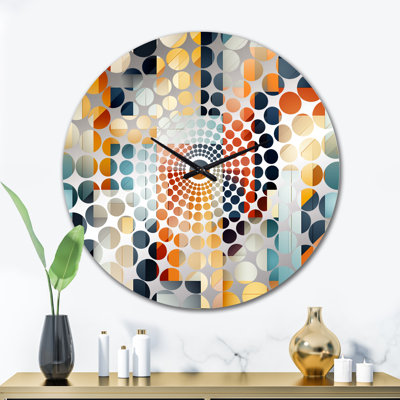 Horloge murale rayée bleue à motif géométrique cubique