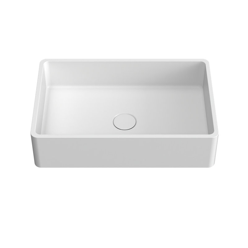19.68'' Concrete Vessel Rectangular Modern White Bathroom Sink