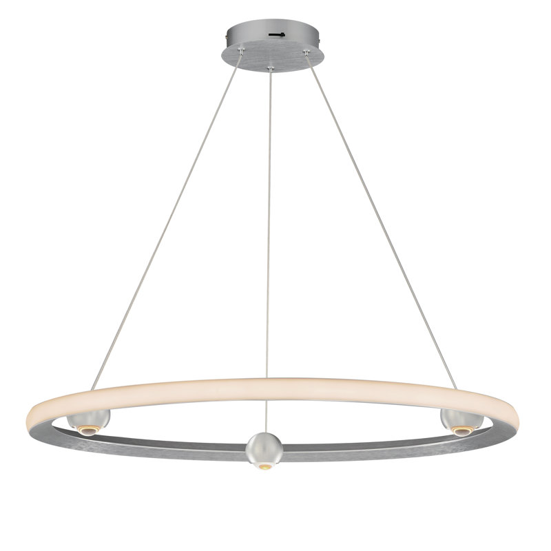 Luminaire suspendu 1 lumière, Aluminium brossé, H 2,75 po x l 32 po x P 32 po