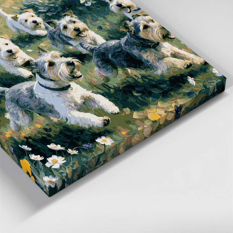 «Dogs Cesky Terrier», art mural sur toile grise, H 11 po x l 14 po
