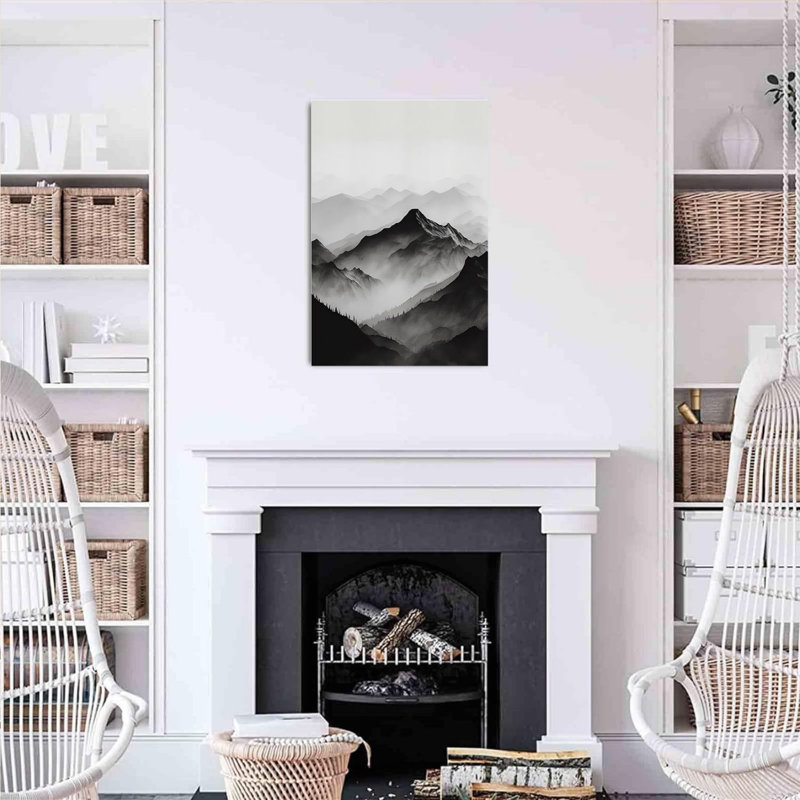 Art mural sur toile noir et blanc sans cadre 16 po x 24 po