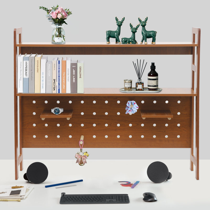 Bibliothèque de bureau à 2 niveaux, Brun