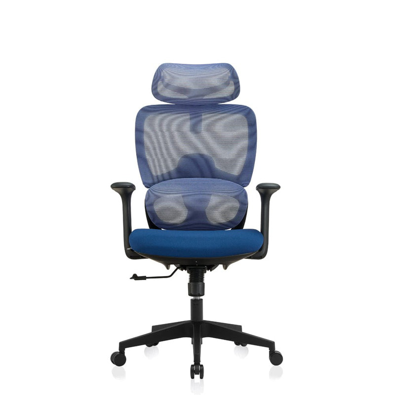 Saif Polyester Office Chair with Headrest, Blue