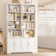72.8" H x 47.2" W Mid-Century Modern Wood Bookcase with 4 Doors, Double Row Library Storage-651266367