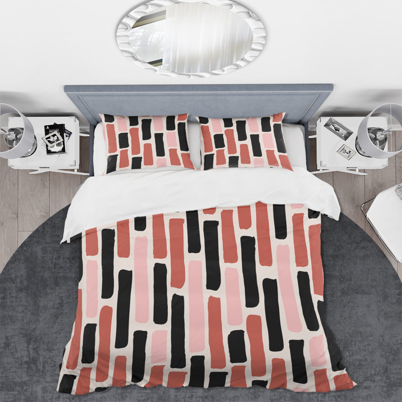 Polyester Geometric Shapes Duvet Cover, King Duvet Cover + 2 King Shams