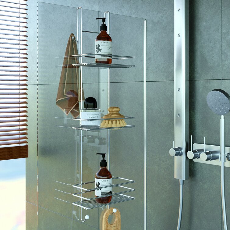 Kaeden 3 Tiers Chrome Bath Glass Cabinet Hanger Over Door Shower Caddy Organiser Rack