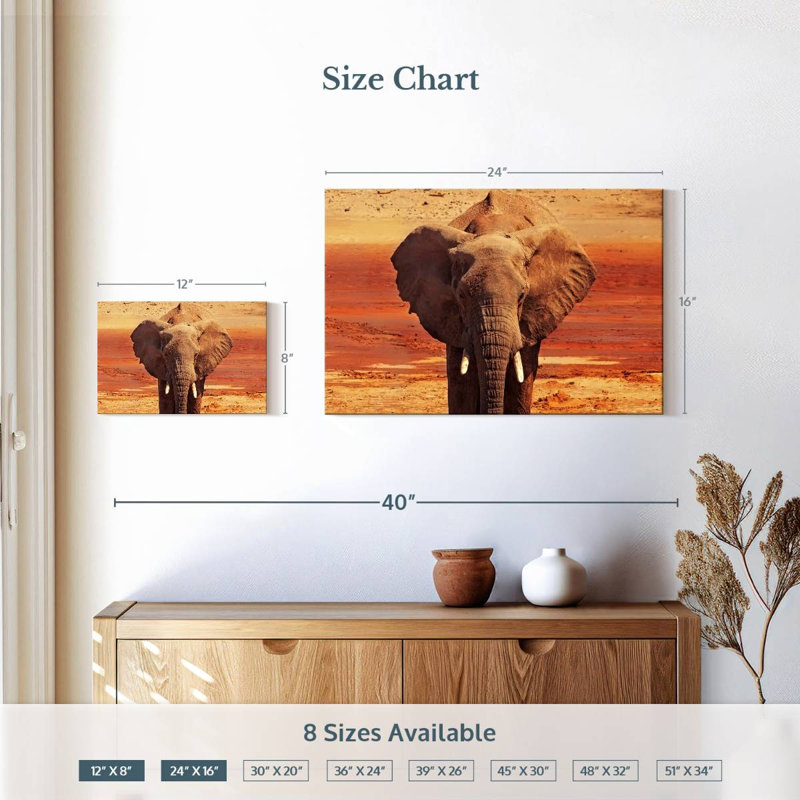 African Desert Elephant, 16" H x 24" W