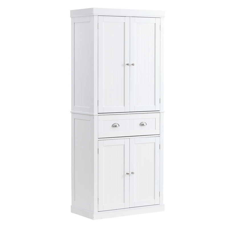 Pearl White 72" Tall Kitchen Pantry Storage Cabinet with Adjustable Shelves