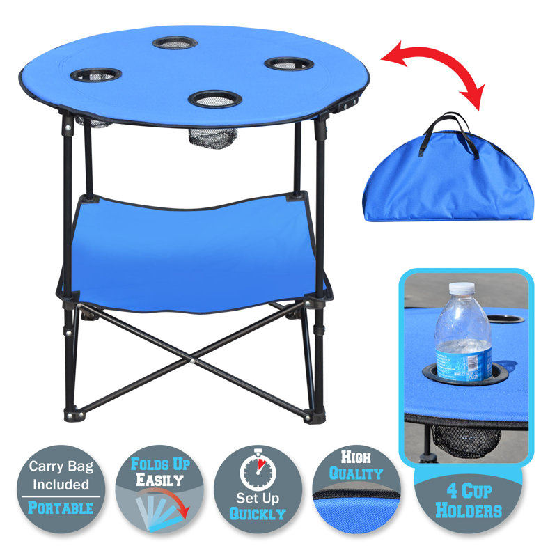 Table de camping pliante en plastique, H 29 po x l 30 po x p 30 po