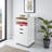 Peres 6-Drawer and 1-Cabinet Tall Mobile Cabinet in White Finish, 35.76" H X 18.99" W X 15.85" D-1248250715
