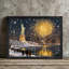 Cadre noir, art mural rétro enneigé, paysage urbain-754159057