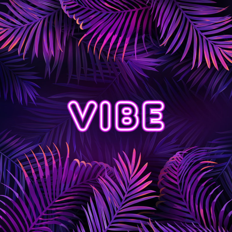 Adama Palm Violet Jungle Leaves Nighclub by AnnaSivak - Wrapped Canvas Print, 30cm H x 30cm W x 3.8cm D