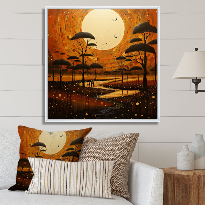 «African Savannah Serenade» sur toile, H 30 po x l 30 po x P 1 po, Cadre flottant blanc