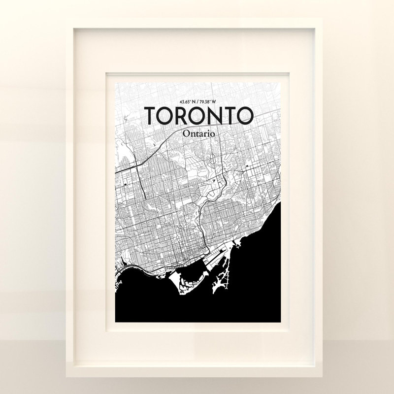 Toronto City Map In Ink - No Frame Print, 24cm H x 18cm W x 0.05cm D