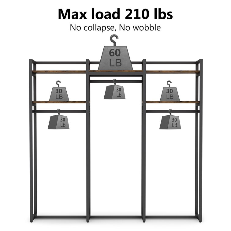 Latitude Run® 75 Inch Freestanding Closet Organizer Garment Rack