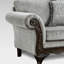 Grey Faux Leather With Wood Accents And Rolled Arms Wood, Chenille Fabric Solid Base
