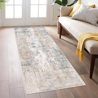 Elroy Modern Abstract Machine Washable Area Rug with Non-Slip Rubber Backing