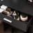 Black Vanity With Adjustable Led Lights, Power Socket, Hairdryer Holder And Upholstered Stool - American Modern Classic Style For Small Bedrooms, Compact Refined Material Table Mirror, Outlet, In-37528911