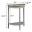 Console en chêne gris et demi-lune grise avec tablette inférieure