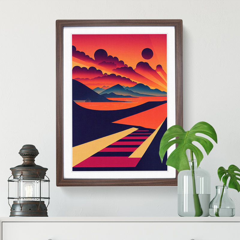 Breathtaking Sunset - Print, 66cm H x 48cm W x 2cm D, Walnut Framed, White