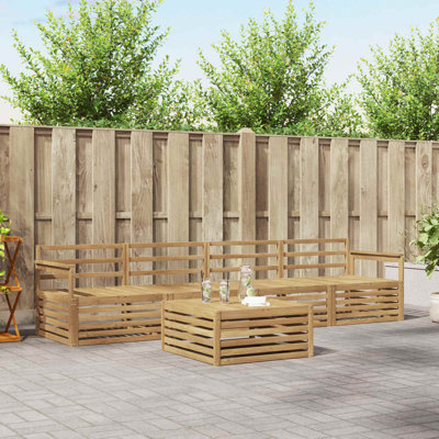  Outdoor Sofa Set 5 Pcs Solid Acacia Wood Sectional Garden Furniture