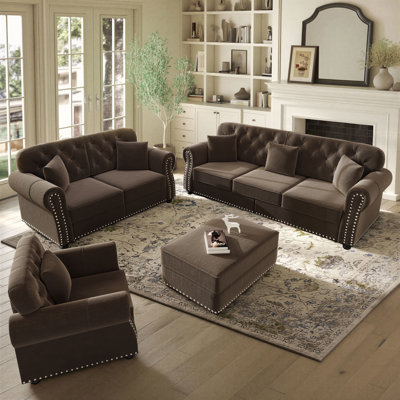 Annalease 4 Pieces Chesterfield Living Room Set