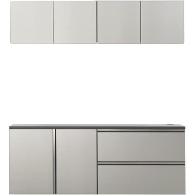 Home Imports Emporium Utility Cabinet Set Garage Storage Wall Mounted Rectangular Steel System With Adjustable Shelves And Drawers Metallic Grey Finish