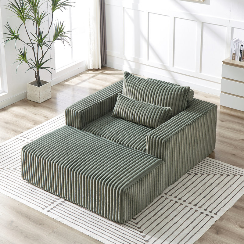 Fauteuil en velours côtelé de 75 pouces avec repose-pieds amovible, aucun assemblage requis, canapé-lit moderne moelleux pour le salon et la chambre à coucher, article d'armée requis Fauteuil inclinable en éponge, élément saillant