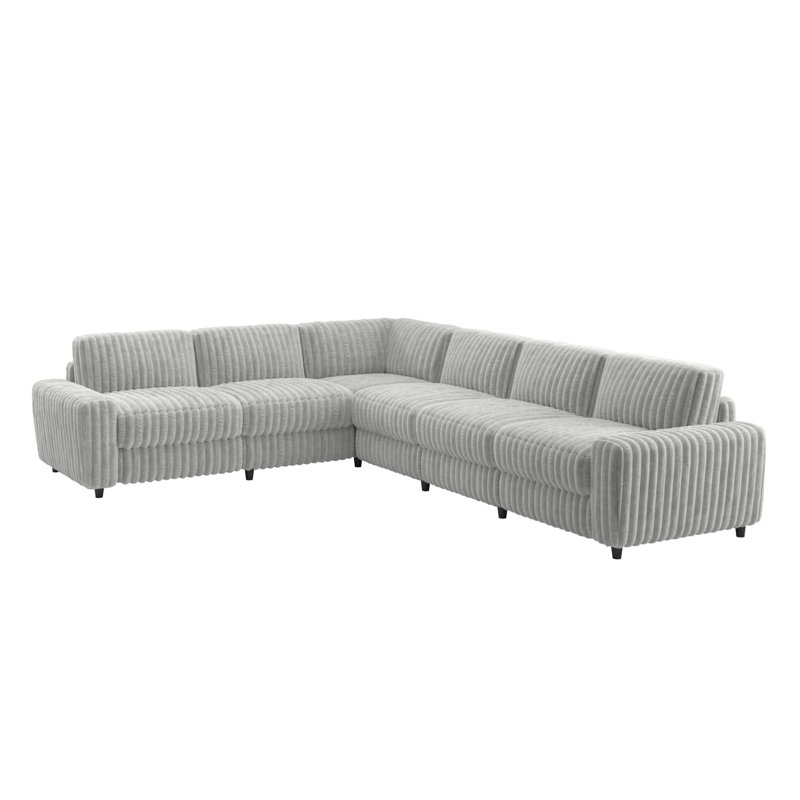 Canapé modulaire rembourré en tissu Lirien Furry Channel, Réversible, H 37,09 po x l 138,5 po x P 108 po
