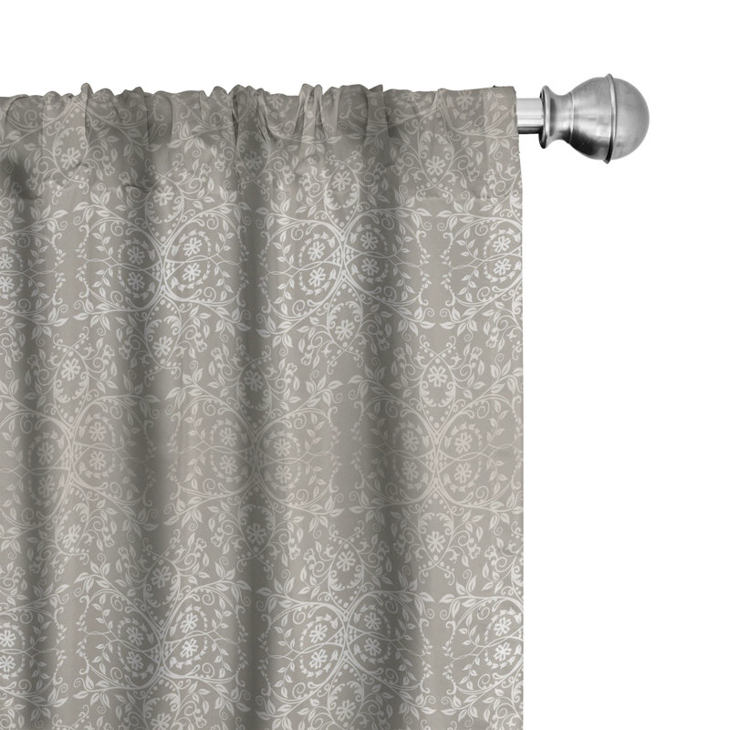 Lace Flowers and Leaves Semi-Sheer Rod Pocket Curtain Panels, 28" x 63"