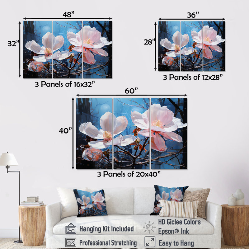 Ensemble d'art mural luxueux Magnolia Tranquility III - Magnolias, H 28 po x l 36 po x P 1 po
