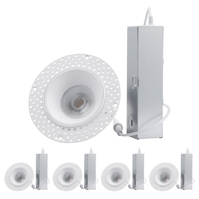 3" 5CCT LED Recessed Lights with J-Box, Dimmable Round Trimless Downlight, Deep Baffle Trim, Mud-in, Plaster-in, Anti-Glare, 15W Aluminum Ceiling Lights for Living Room, Kitchen, Bedroom