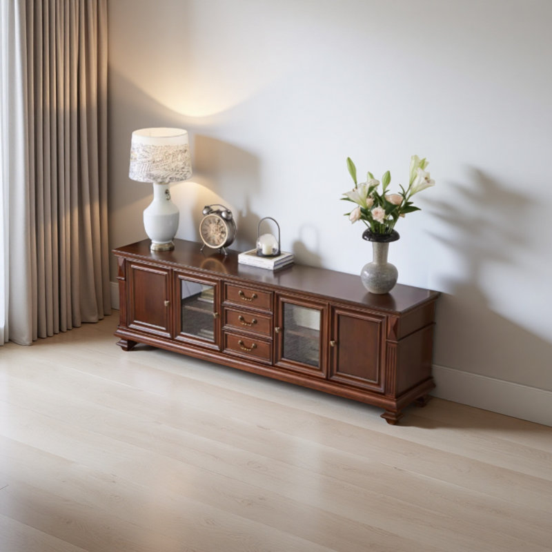 Meuble télé rétro en bois d'érable, H 25,98 po x L 86,61 po x l 17,71 po