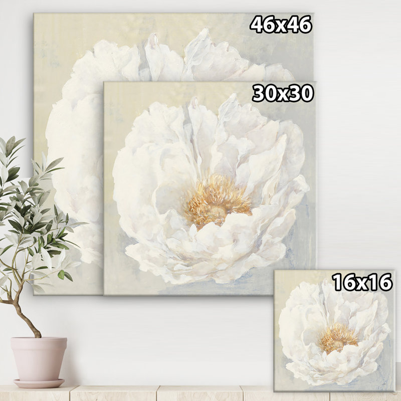 « white serene pivoine », reproduction d’art sur toile, H 16 po x l 16 po x p 1 po
