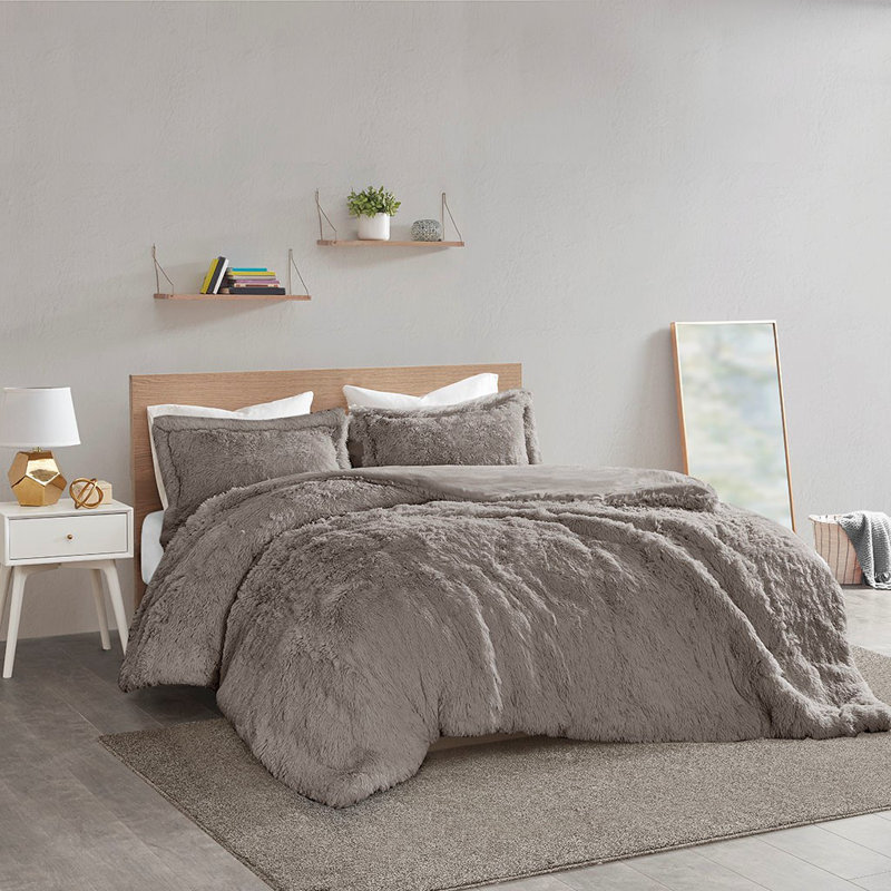 Ensemble de housse de couette Susie, Housse de couette simple + 1 taie décorative euro, Gris