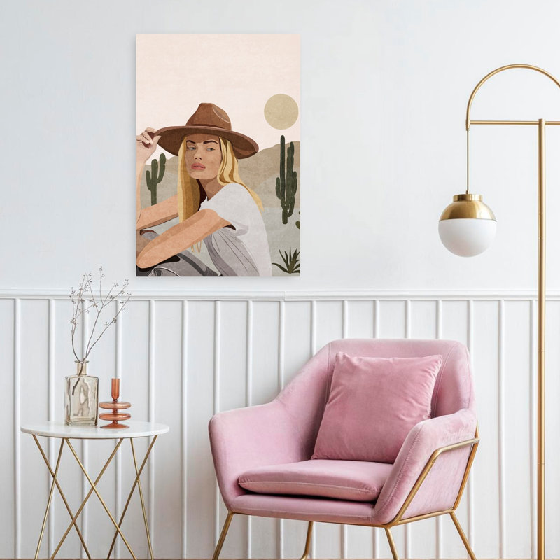 Cowgirl Abstract Contemporary Cactus Portrait Landscape Wall Art Print, 60.96cm H x 40.64cm W