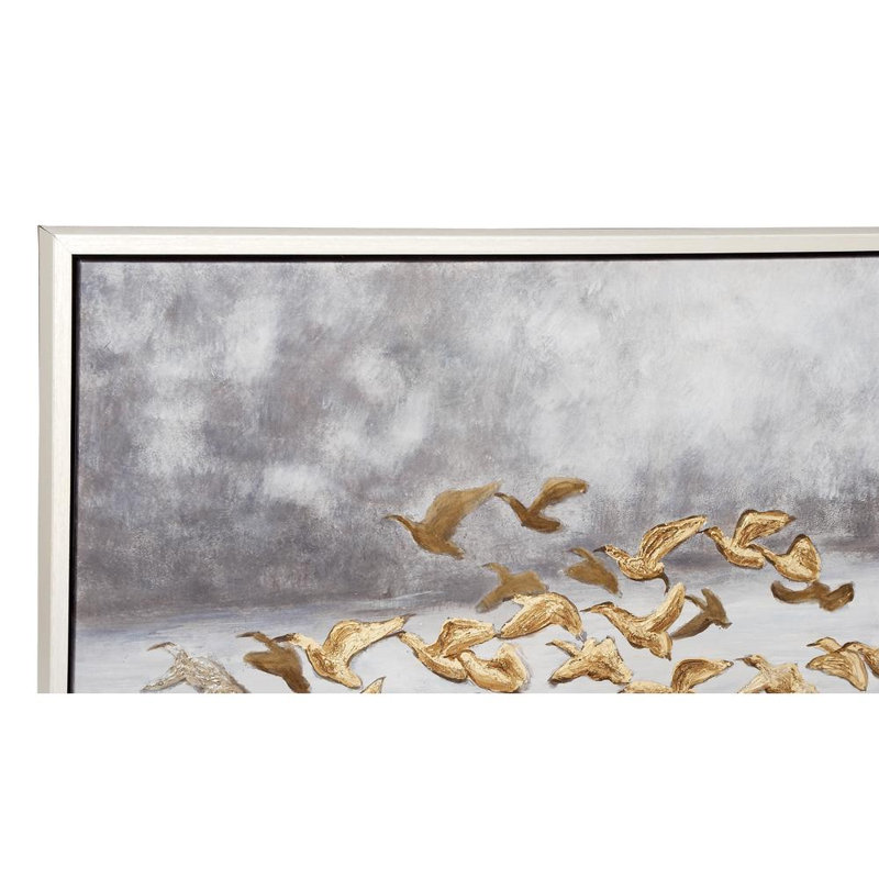 Toile dorée, art mural encadré argenté